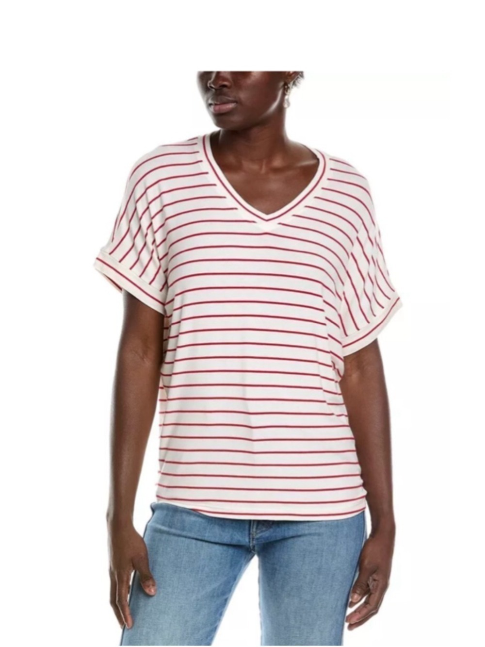 CAbi Cookout Tee Red and White Size M EUC